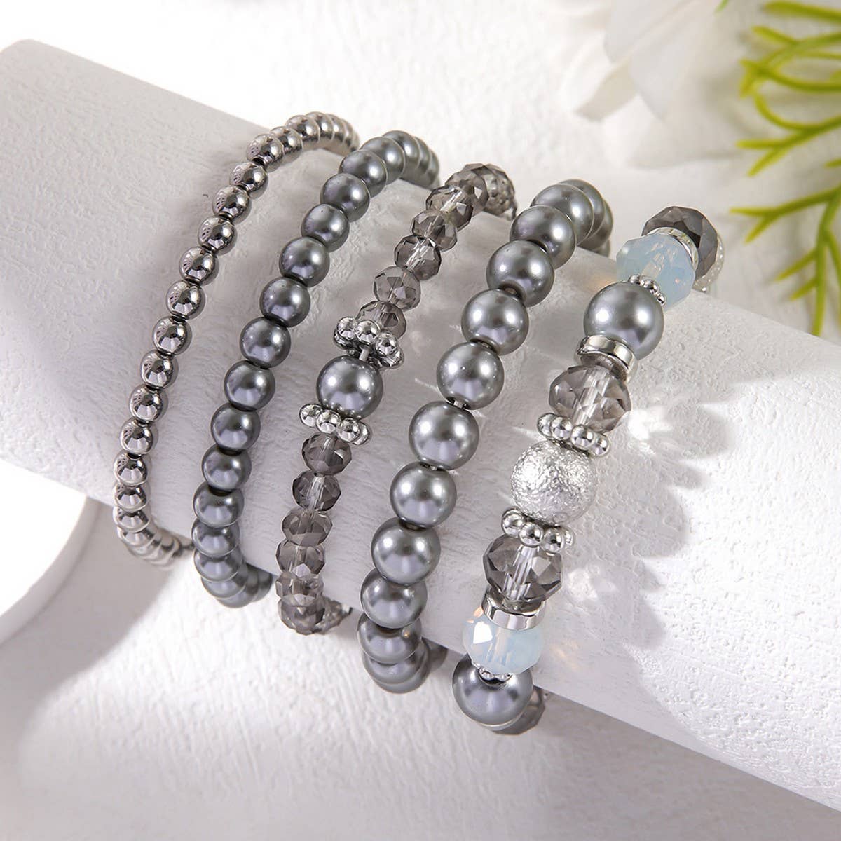 SIMPLE CRYSTAL BEADED STRETCH BRACELET SET_CWMM3529