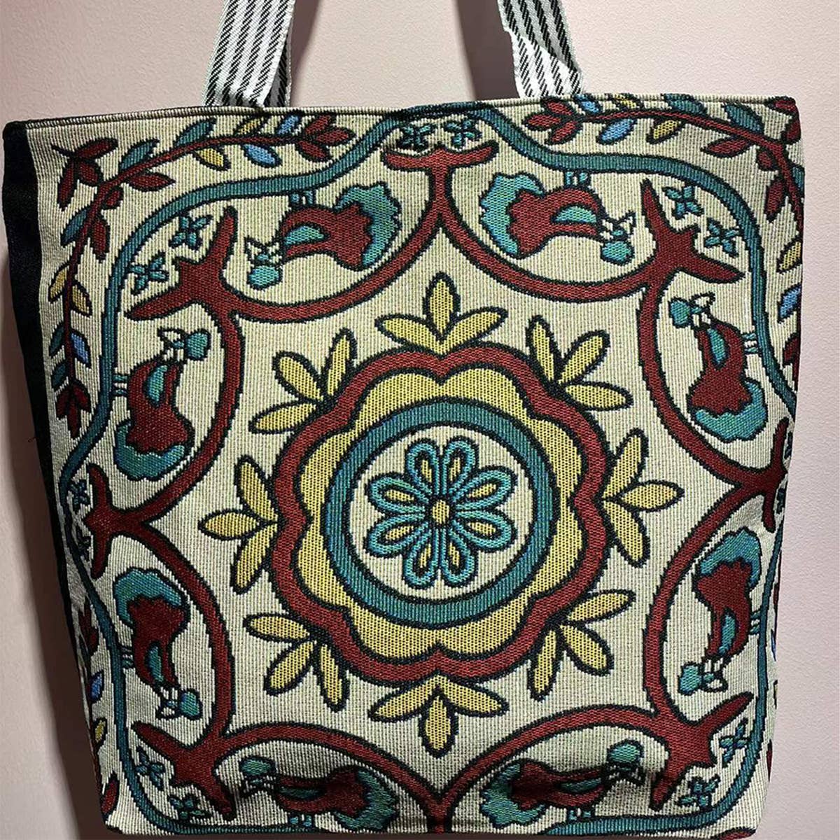 RETRO EMBROIDERED CANVAS SHOULDER BAG TOTE BAG_CWAB1672