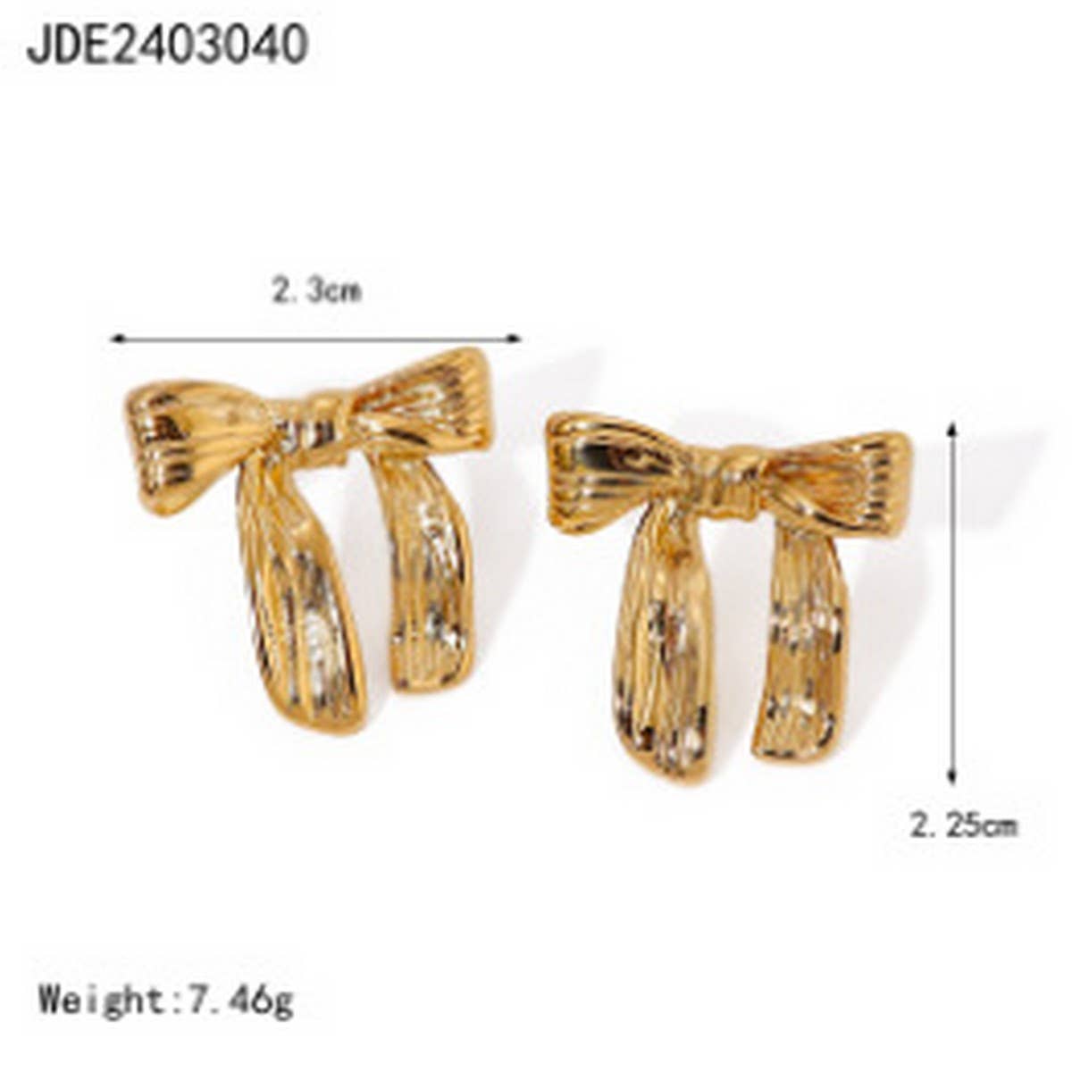 PERSONALIZED ALL MATCH 18K GOLD BOW EARRINGS_CWASC1655
