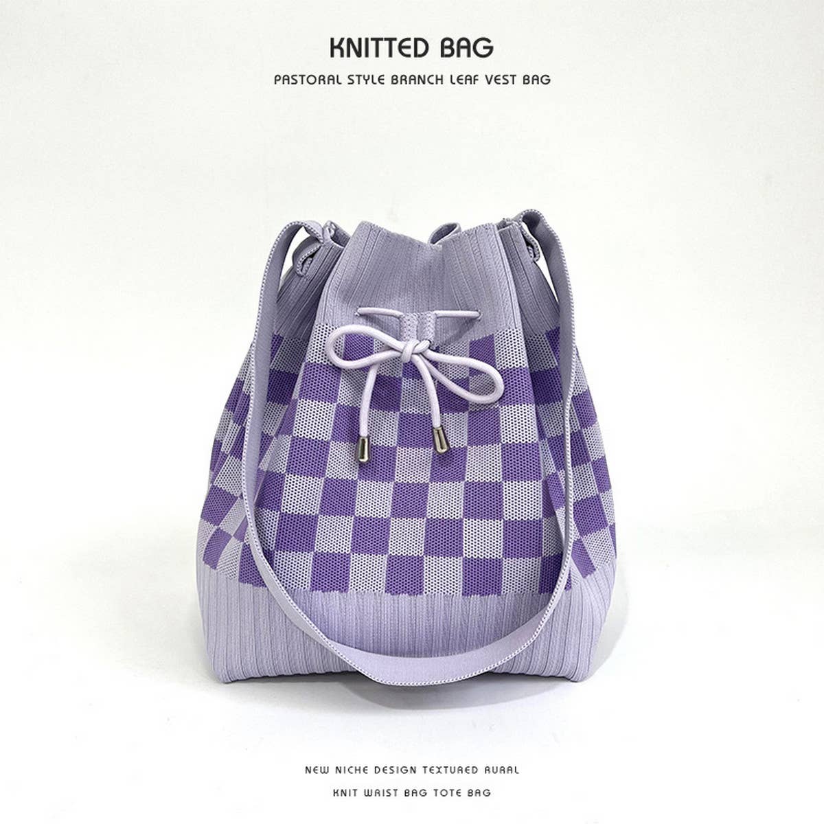 2024 CASUAL DRAWSTRING BUCKET KNITTED BAG_CWAB2375