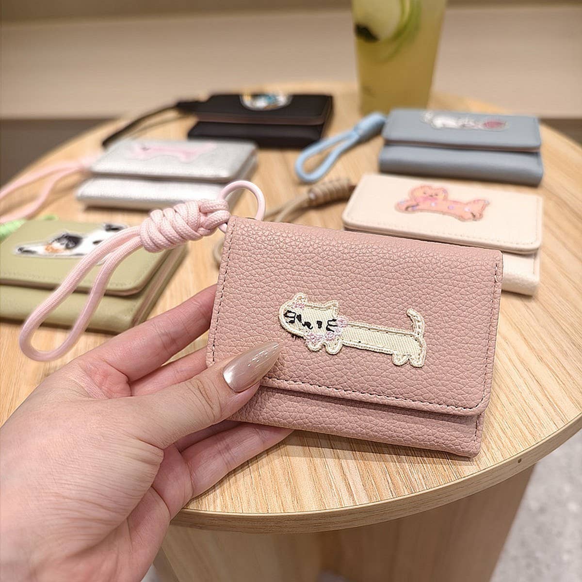 Cute Cartoon Cat Patch Trifold Short Wallet_Cwab06200