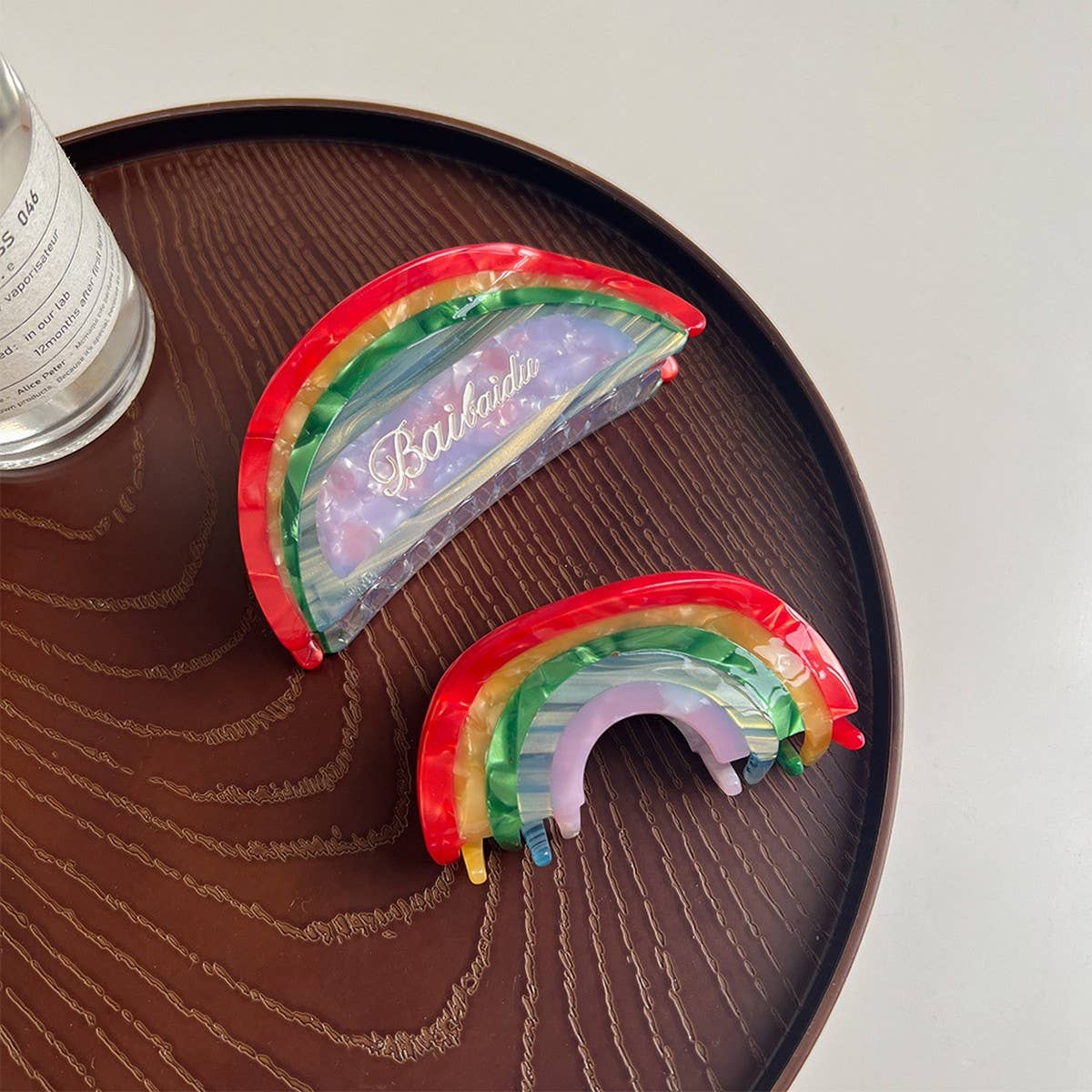 SWEET RAINBOW ACETATE HALF MOON CLAW CLIP MEDIUM_CWAHA5831