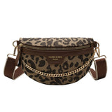 LEOPARD PRINT BLACK CHAIN STRAP FANNY BELT BAG_CWAB0923