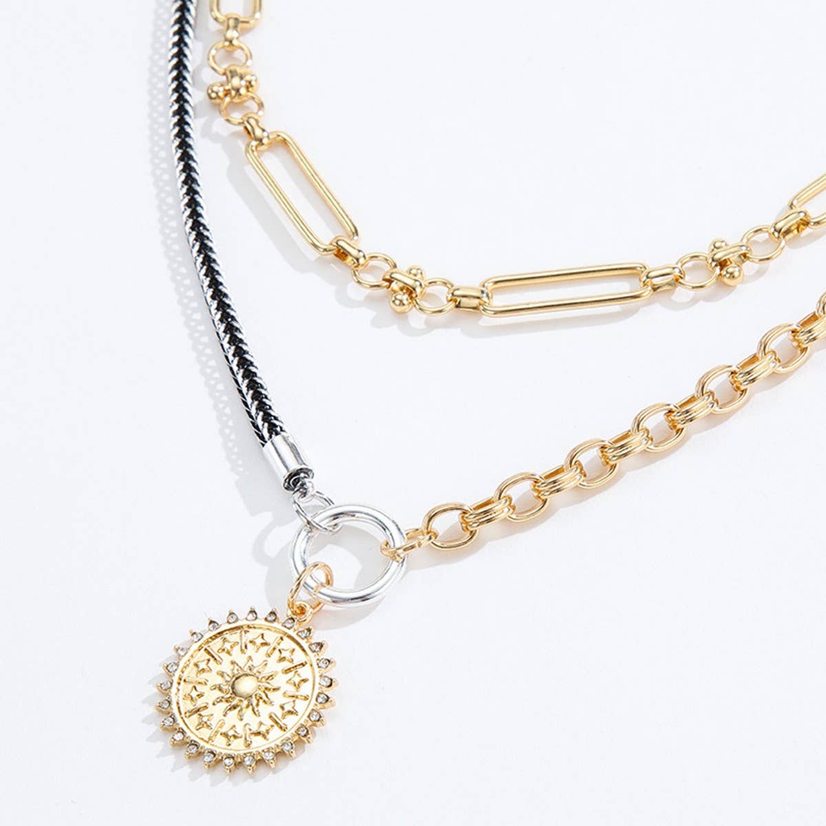 Womens Stacking Necklace Snake Cross Pendant