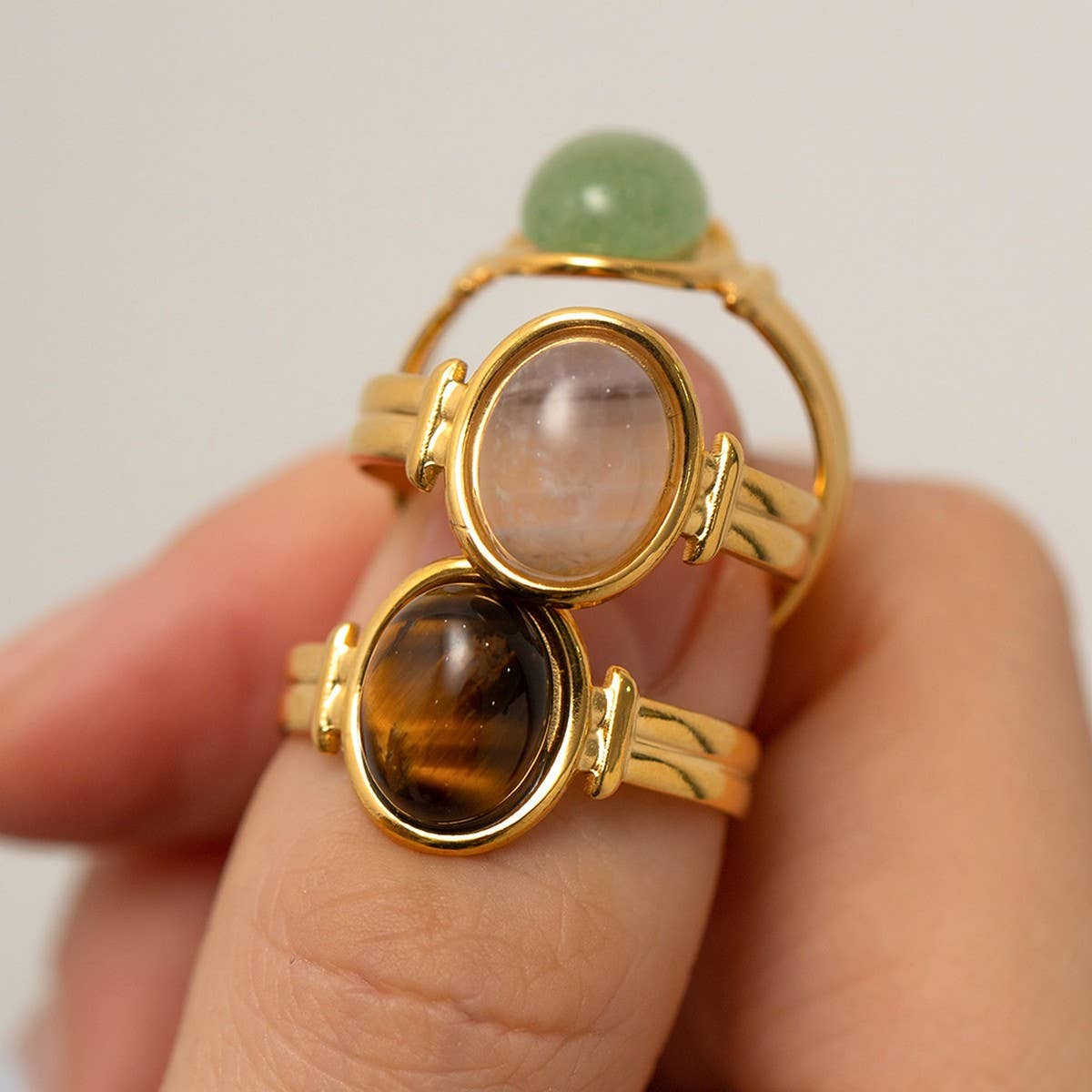 INLAID NATURALSTONE STAINLESS STEEL OPEN RINGS_CWAJE1229