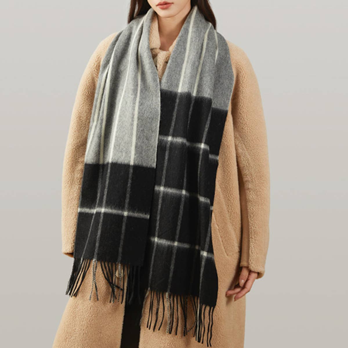 Colorblock Plaid Fashion Scarf_Cwasc1107