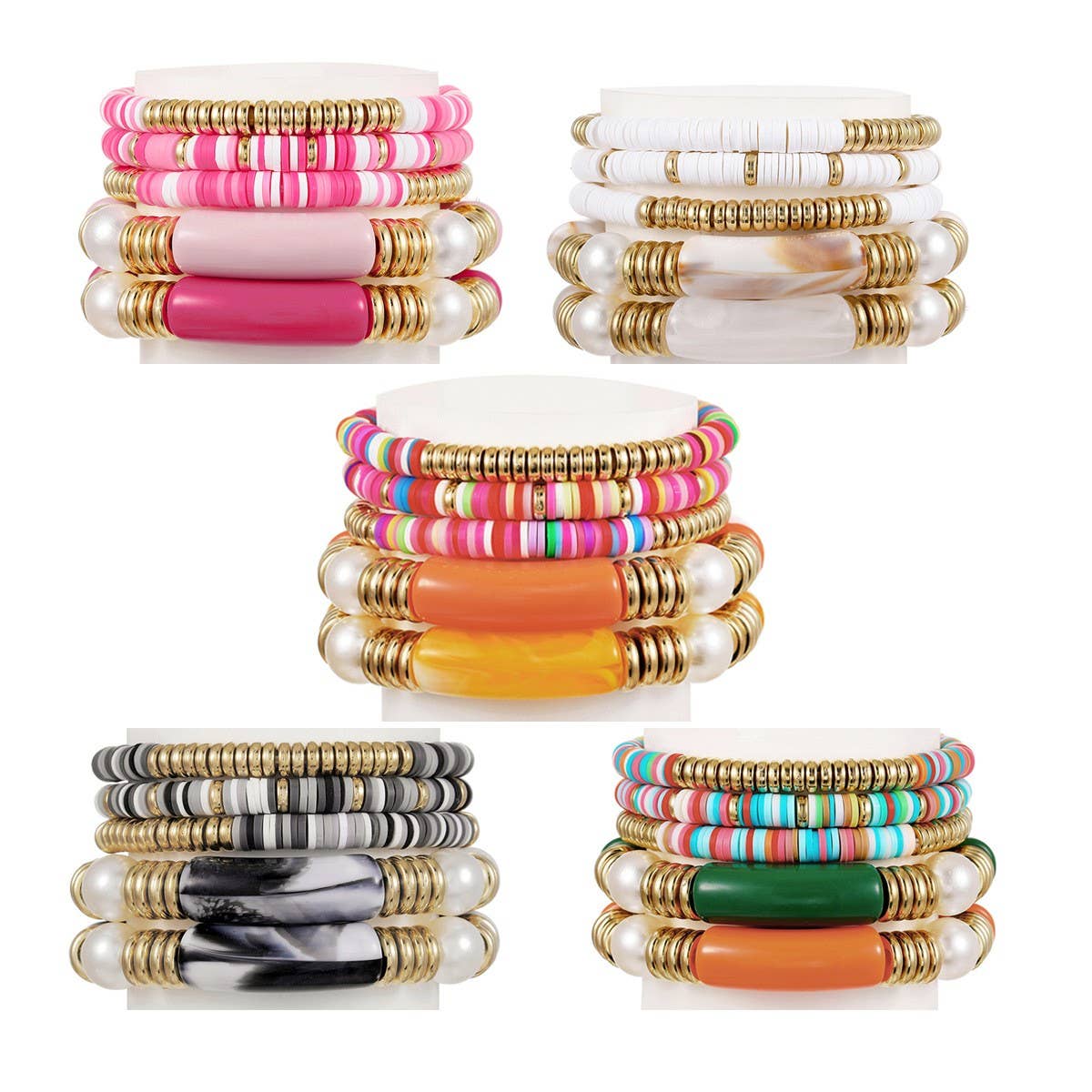 ETHNIC STYLE COLORFUL SOFT CLAY ACRYLIC BRACELETSET_CWMM3530