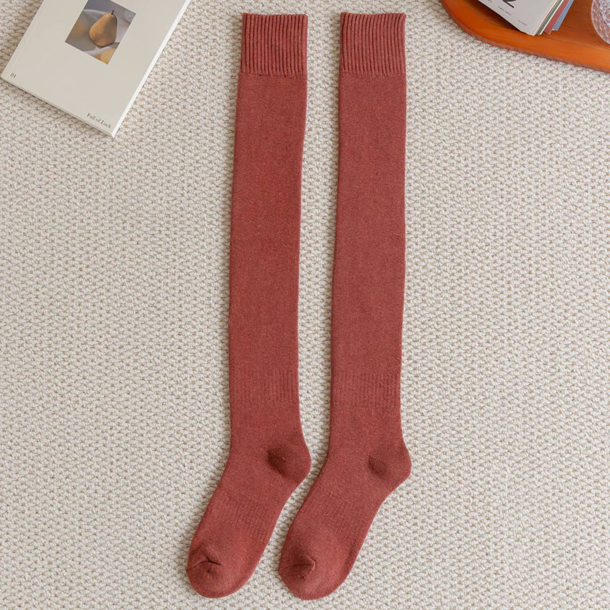 Women Padded Warm High Socks Cotton Socks_Cwms0332
