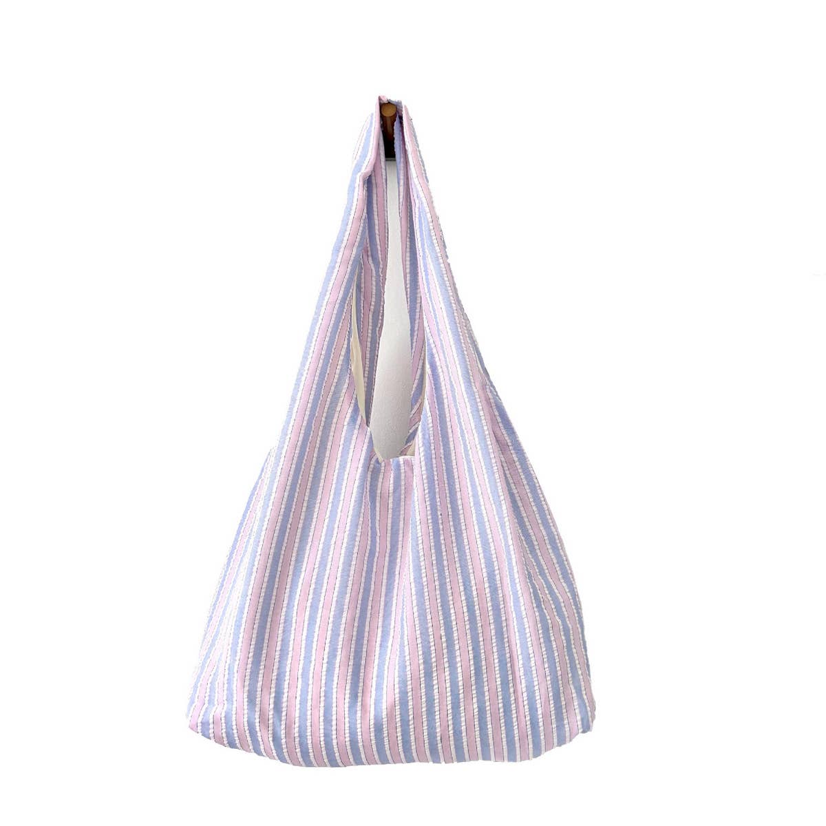 Striped Lightweight Large Capacity Canvas Bag_Cwab3094
