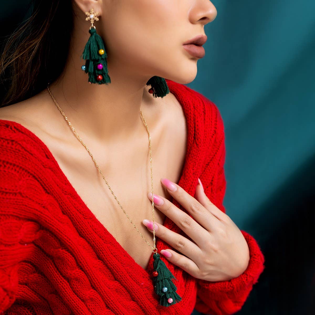 CREATIVE TASSEL CHRISTMAS TREE EARRINGS_CWAJE1491