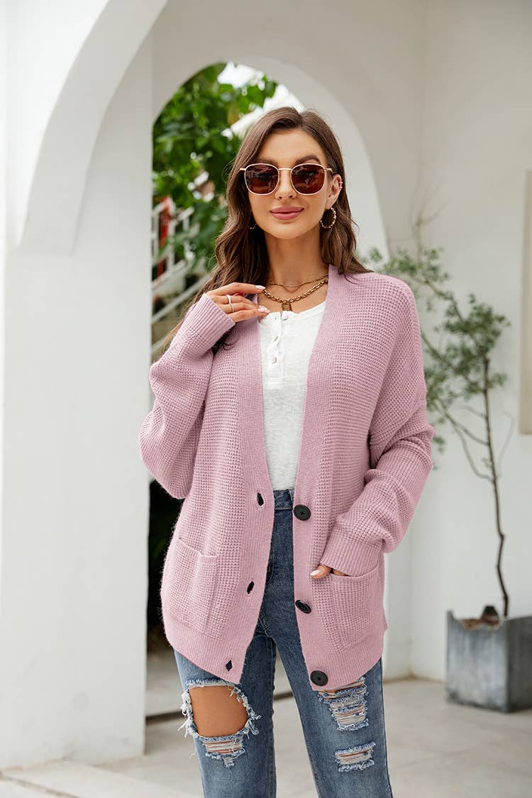 Solid Knit Coat Loose With Cardigan