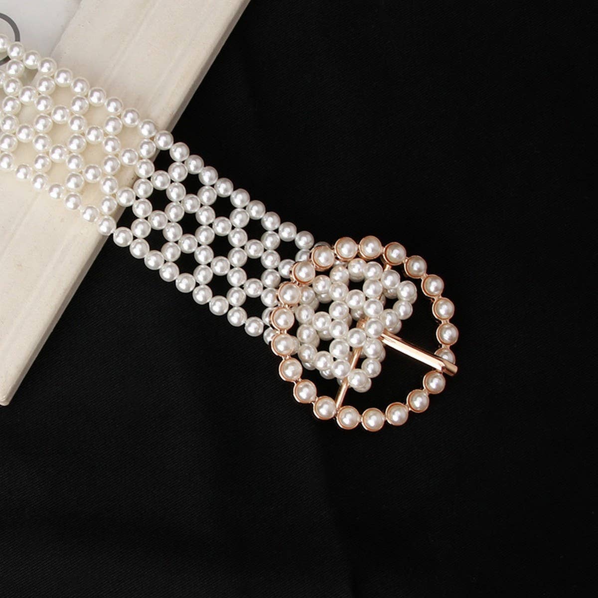 PEARL WOVEN BELT ALLOY BUCKLES_CWABE0405