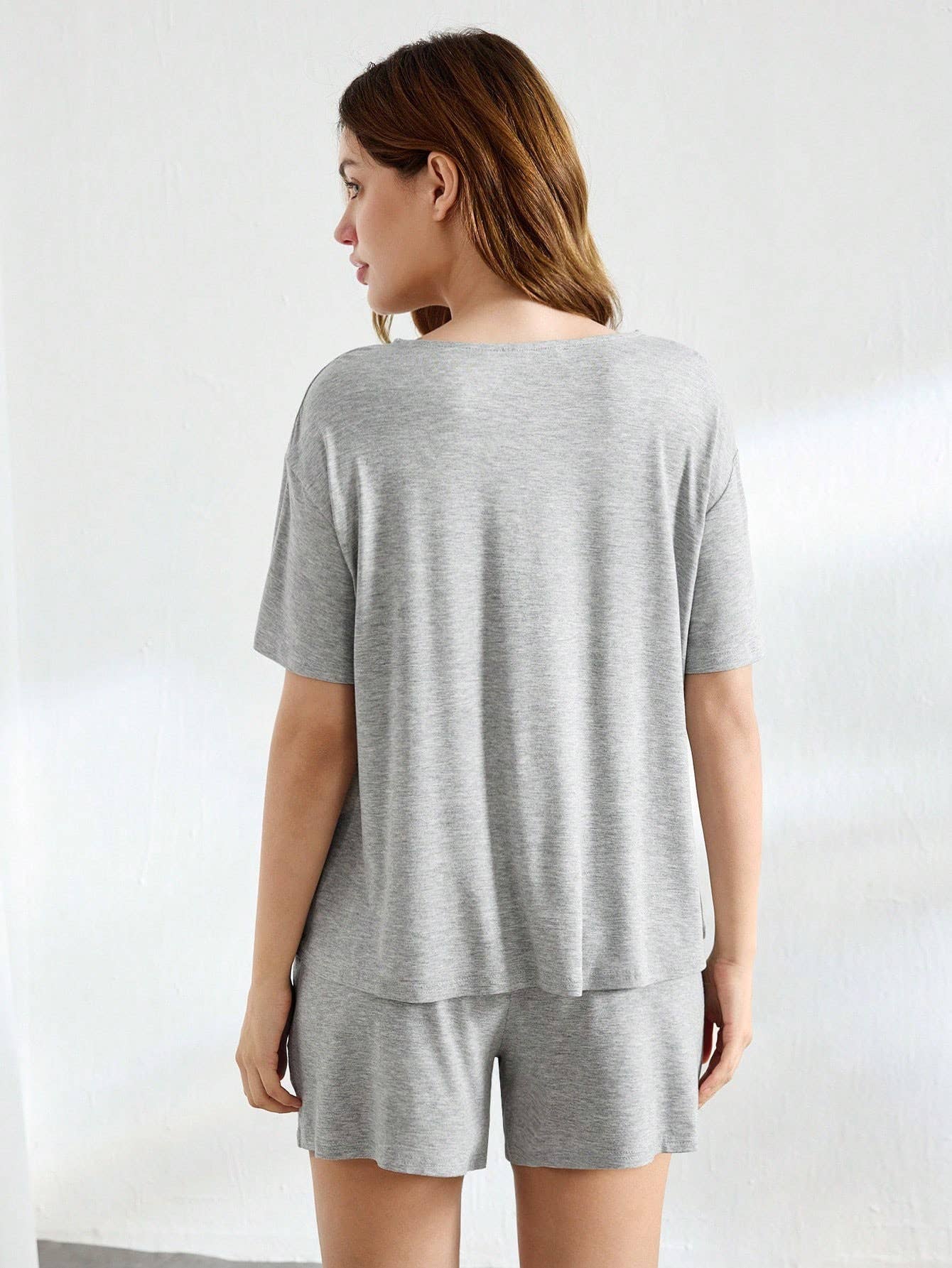 Womens Simple Solid Color Lounge Set