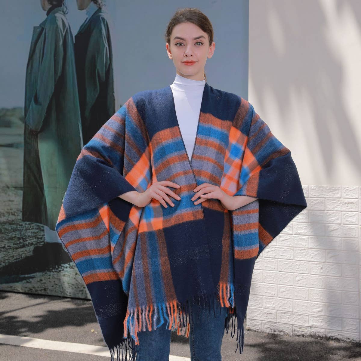 REVERSIBLE PLAID FAUX CASHMERE SCARF WINTER WRAP_CWASC0945