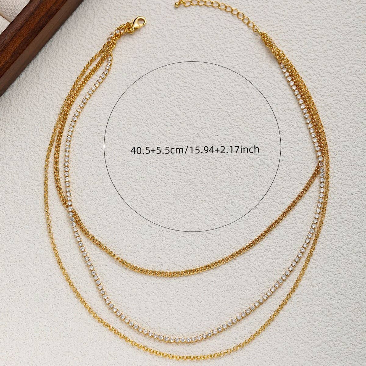 STACKED THREE LAYER DIAMOND CHAIN NECKLACE_CWMM3644