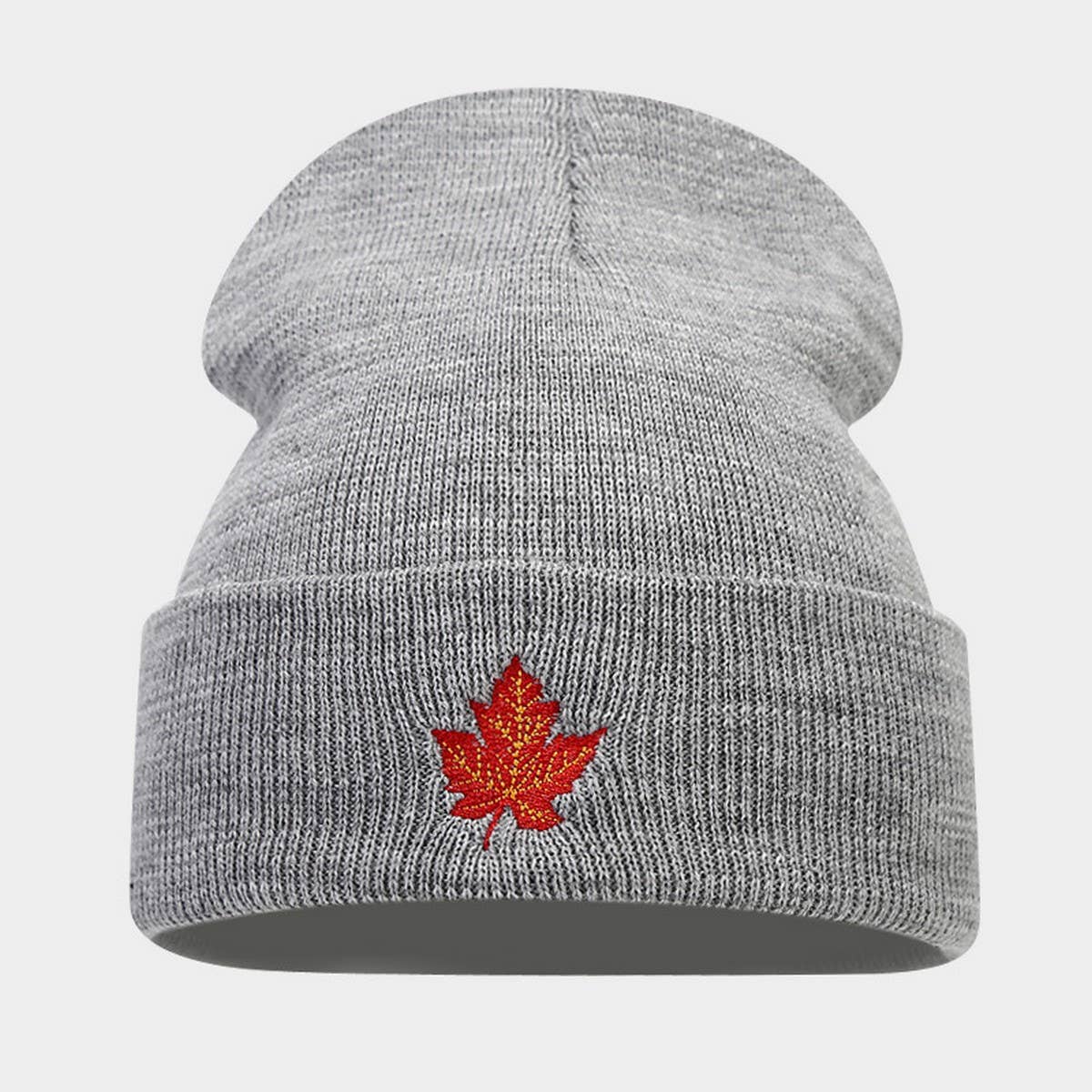 RED MAPLE LEAF EMBROIDERY KNITTED HAT HIP HOP HAT_CWAH2083