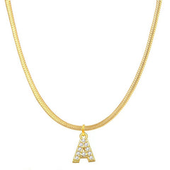 Titanium Steel Snake Bone Lock Zircon Pendant
