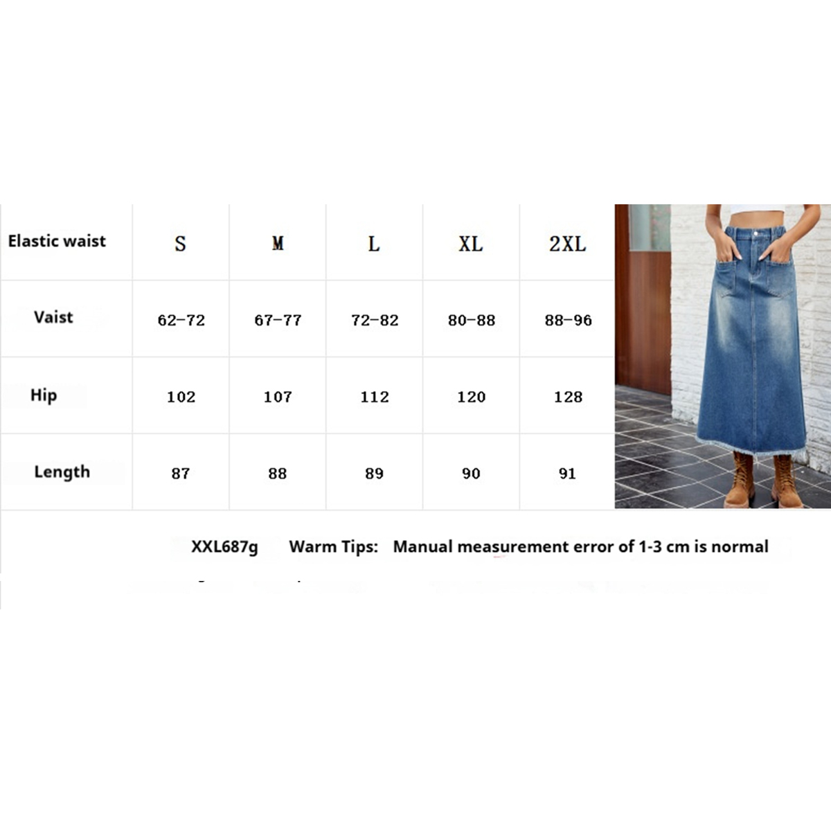 Wome Washed Denim Midi Skirt With Raw Hem_Cwjsk0199