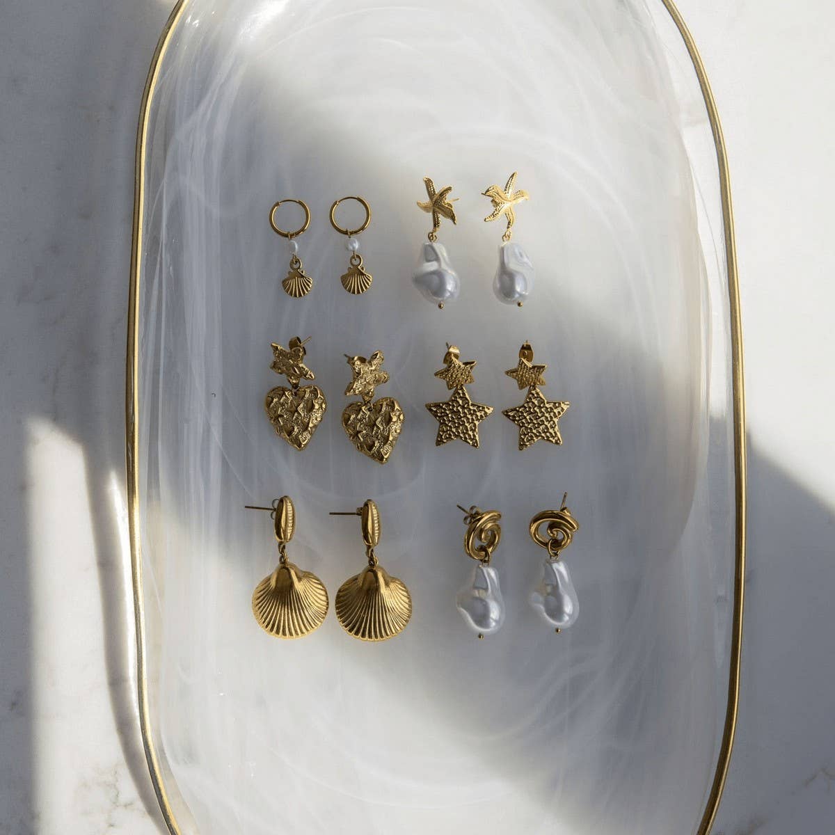 CREATIVE STAINLESS STEEL MIRROR PENDANT EARRINGS_CWMM5723