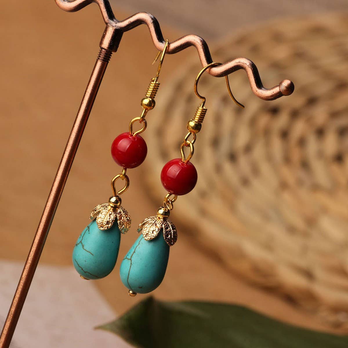 HIGH GRADE NATURAL STONE WOVEN COLORFUL EARRINGS_CWAJE3983