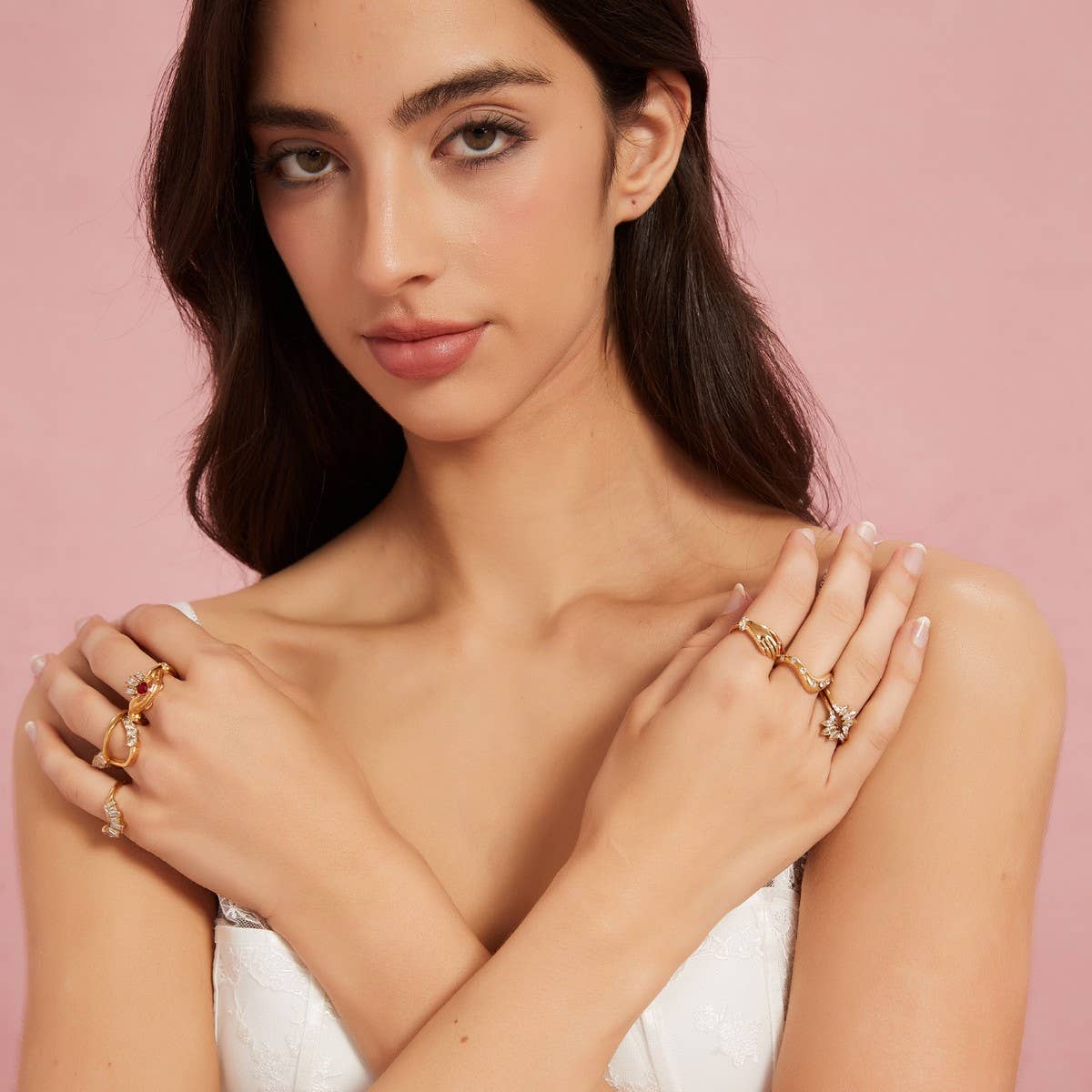 GEOMETRIC CZ STEEL RING WITH LUXE GLOSS FINISH_CWMM8931