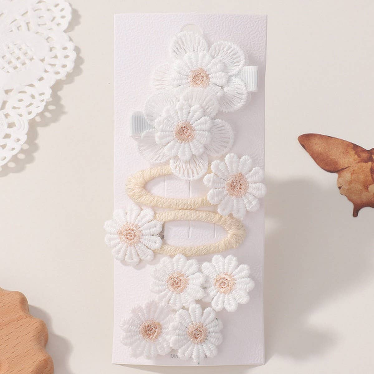 FRESH DAISY HAIR CLIP SET HANDMADE FABRIC CLIPS_CWAHA6712