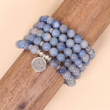 108 BLUE AVENTURINE LOTUS PENDANT BEADED BRACELET_CWAJE3923