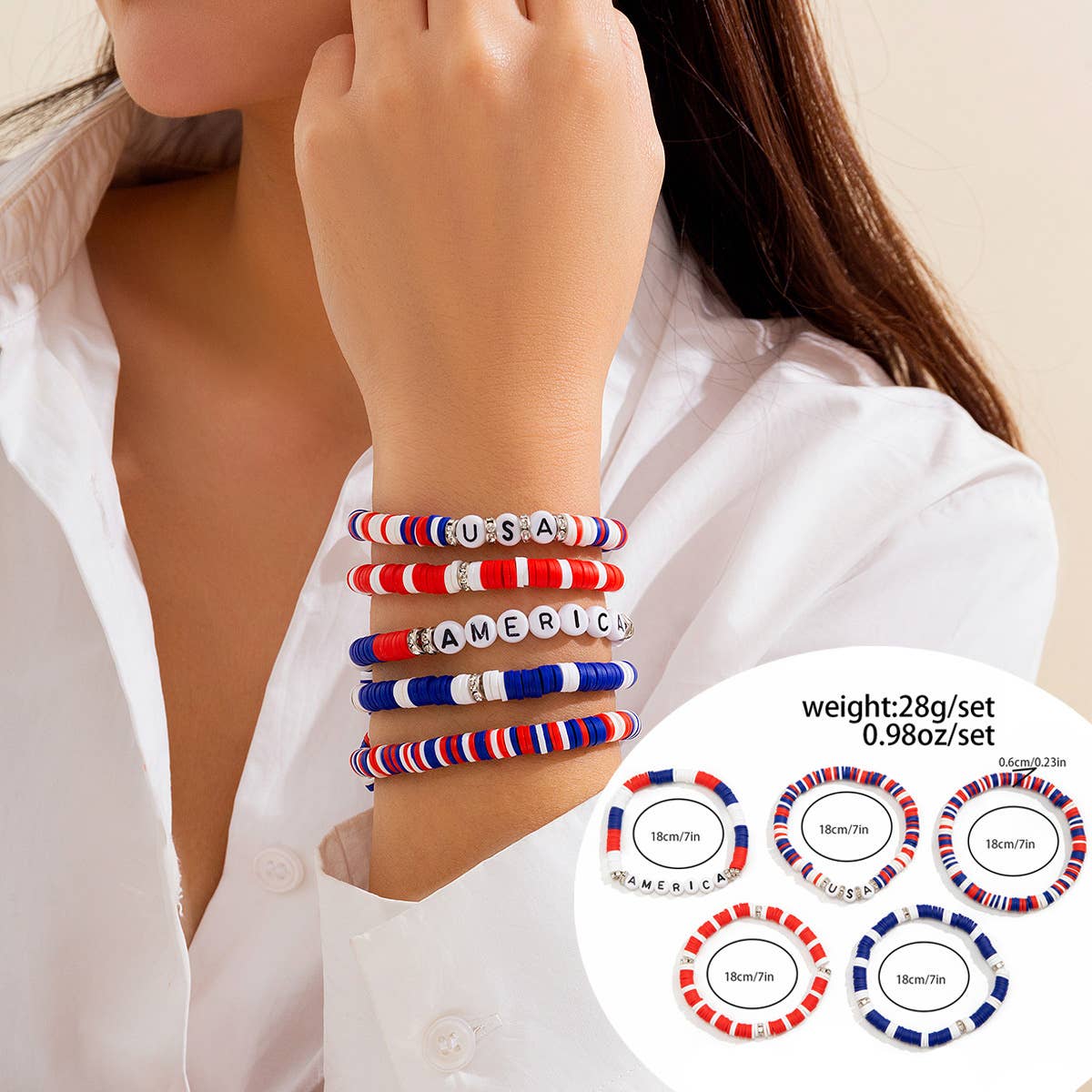 NEW FLAG CONTRAST COLOR BEADED BRACELET_CWAJE1473