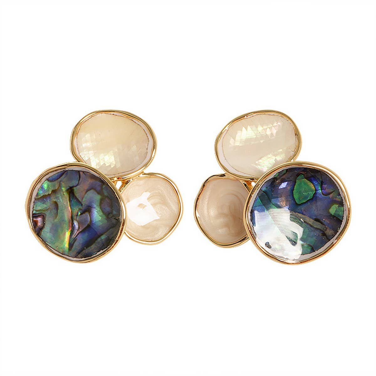 DESIGN OIL DRIPPED ABALONE SILVER NEEDLE EARRINGS_CWMM4335