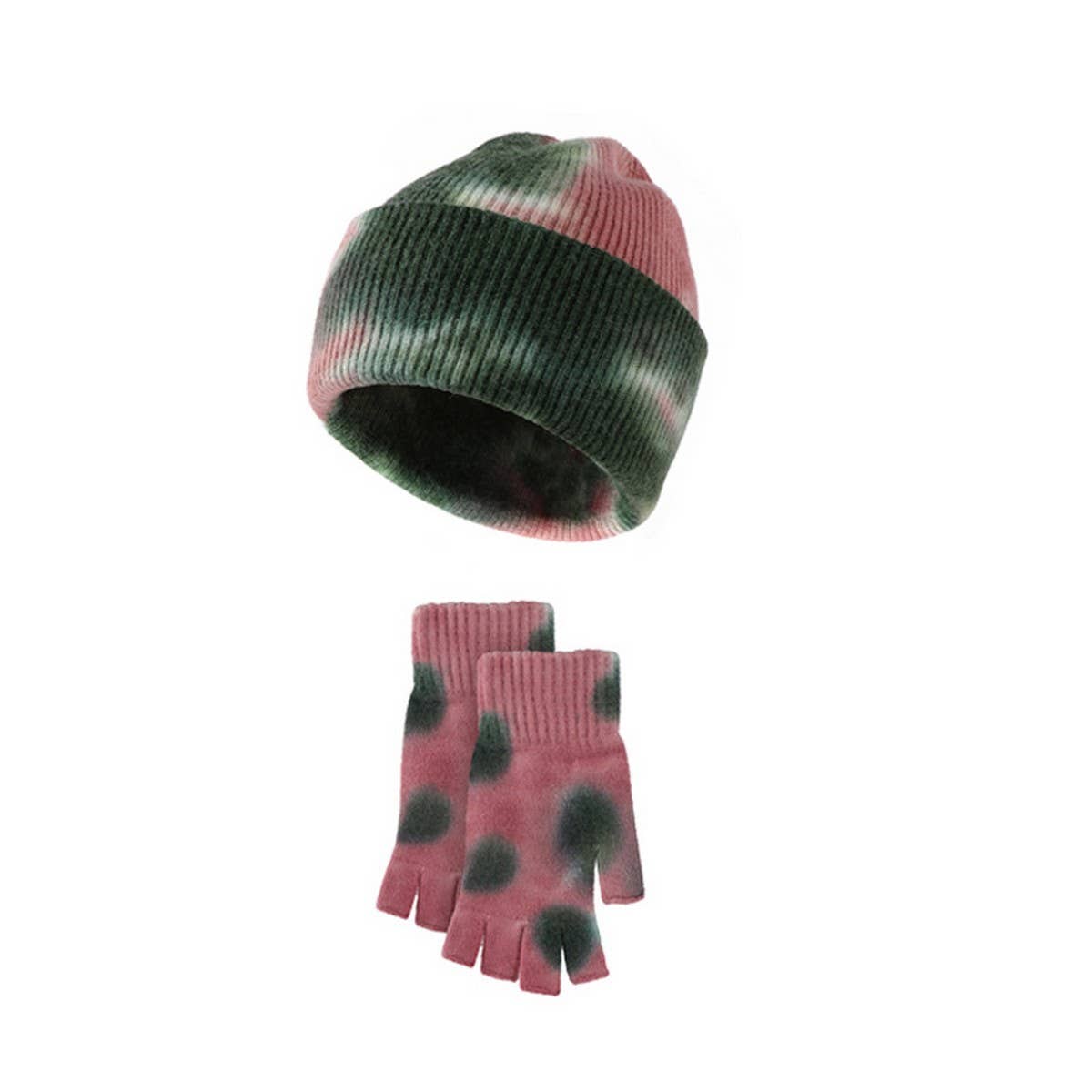 NEW WOOL TIE DYE GLOVES AND HAT TWO PIECE SET_CWMM2864
