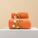 CORAL FLEECE FLOWER SQUARE TOWEL BATH TOWEL SET_CWMM2327