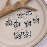 HALLOWEEN SKULL DARK BUTTERFLY EARRINGS_CWAJE1870