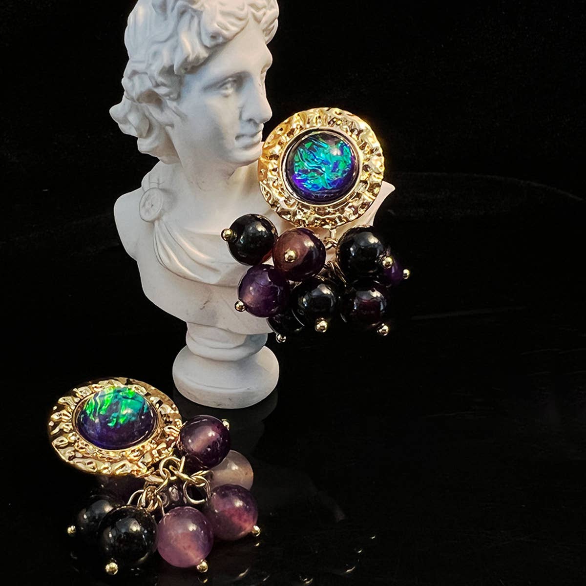 GRAPE SHAPE 925 SILVER NEEDLE STUD EARRINGS_CWAJE1117