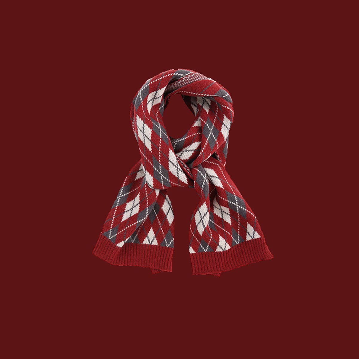 RED KNIT SCARF COZY WINTER CHRISTMAS GIFT_CWASC1500