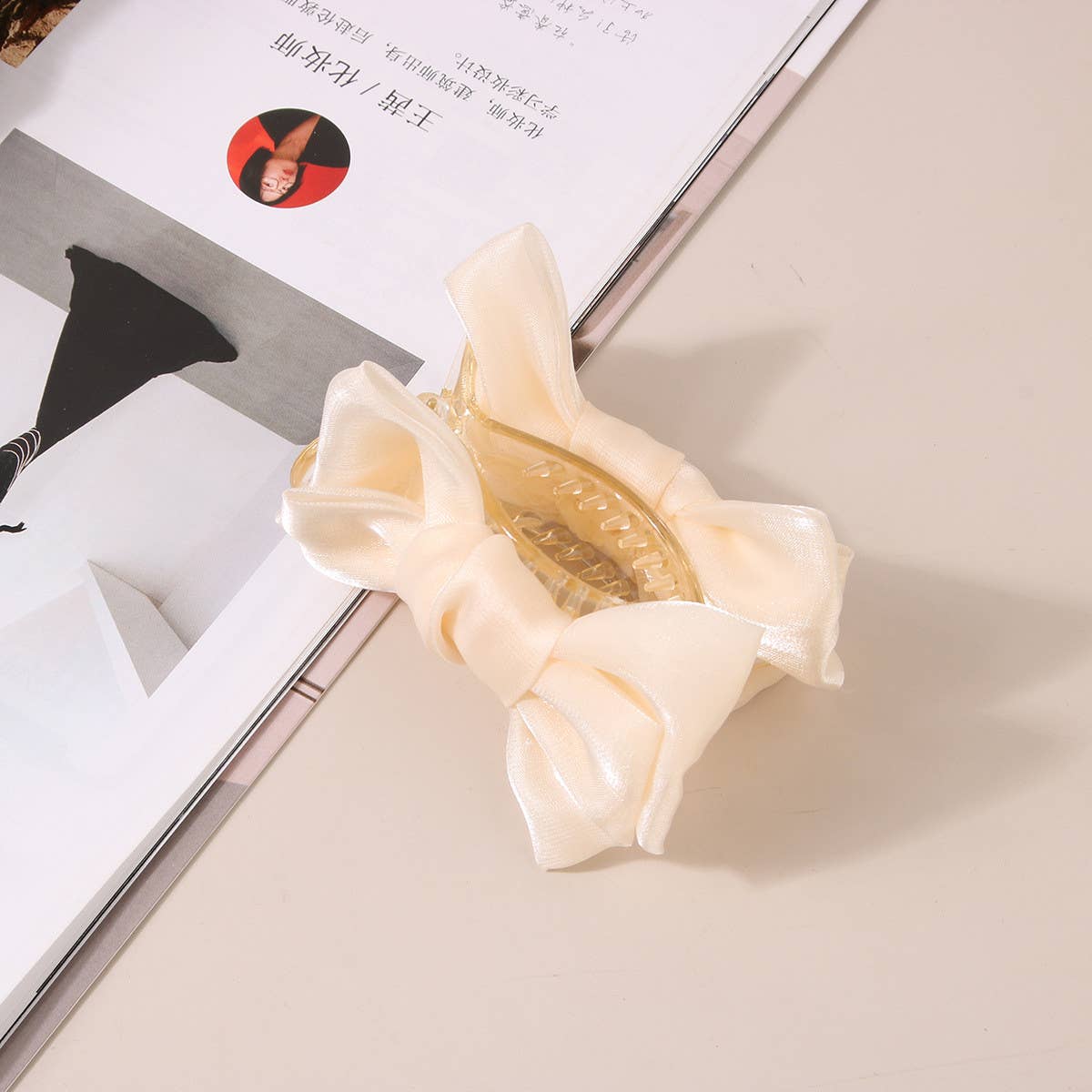 MESH BOW HAIR CLAW PRINCESS STYLE UPDO CLIP_CWAHA0466