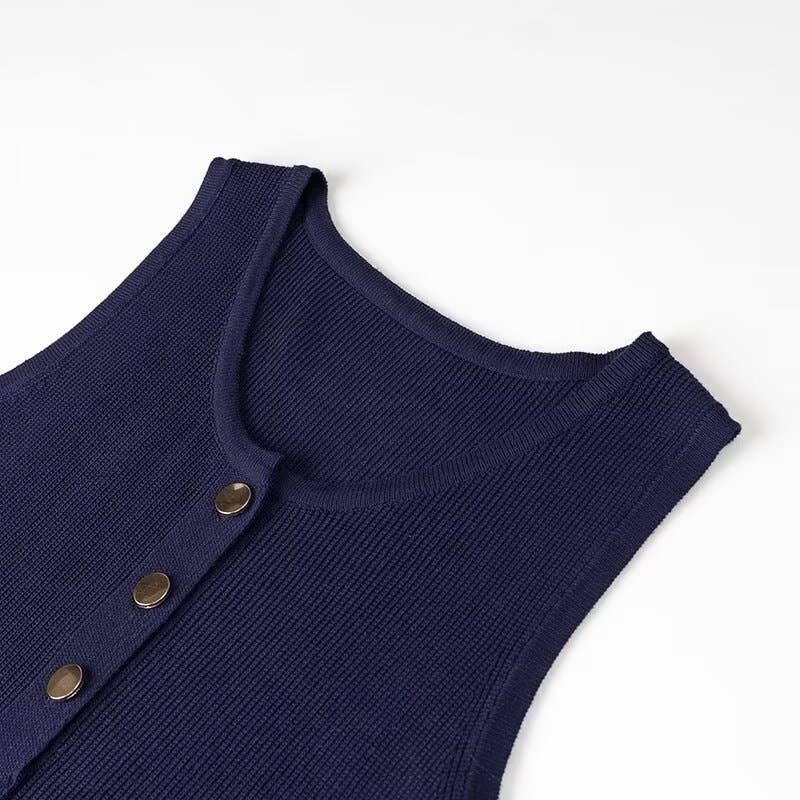 Solid Color Pendant Single-Breasted Sweater Dress