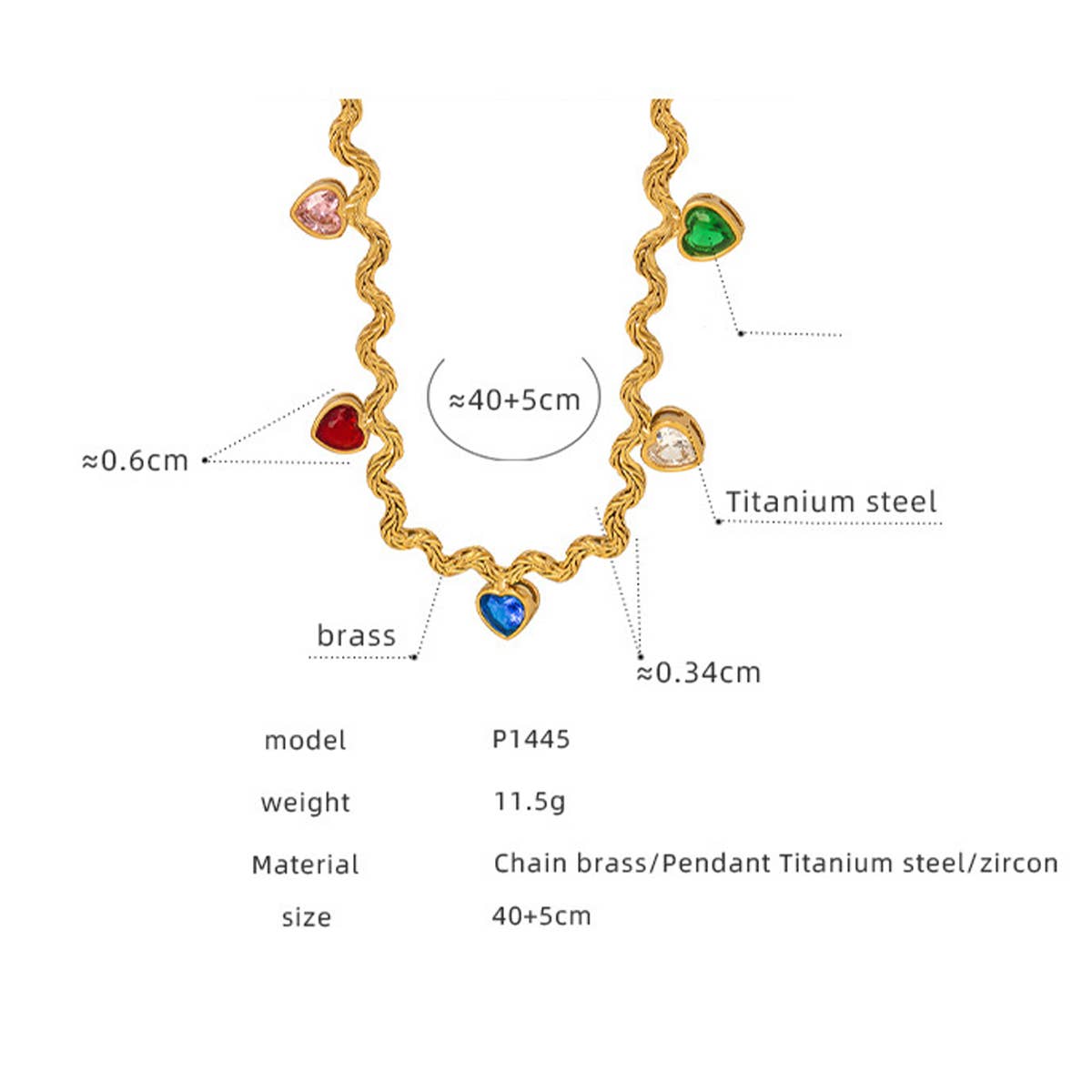 COLORED ZIRCON HEART SHAPED NECKLACE_CWAJE1082