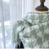 HOUNDSTOOTH TASSEL SCARF THICK WINTER WRAP_CWASC1463