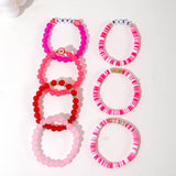 SWEET AND CUTE PINK HEART CLAY BRACELET SET_CWMM3518