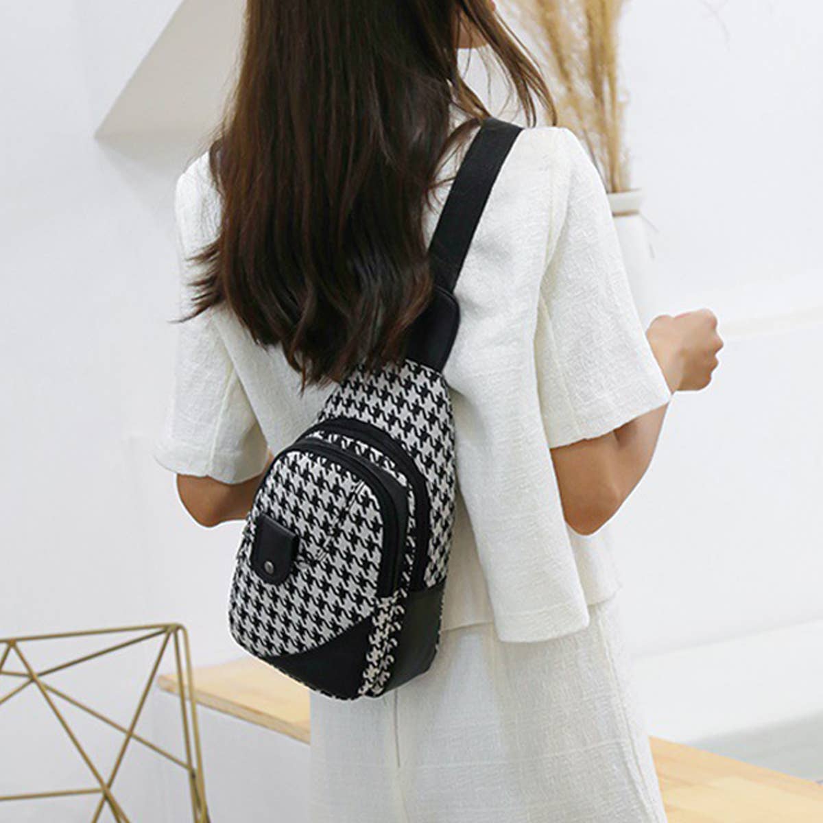 Trendy Plaid One Shoulder Messenger Bag_Cwab2670