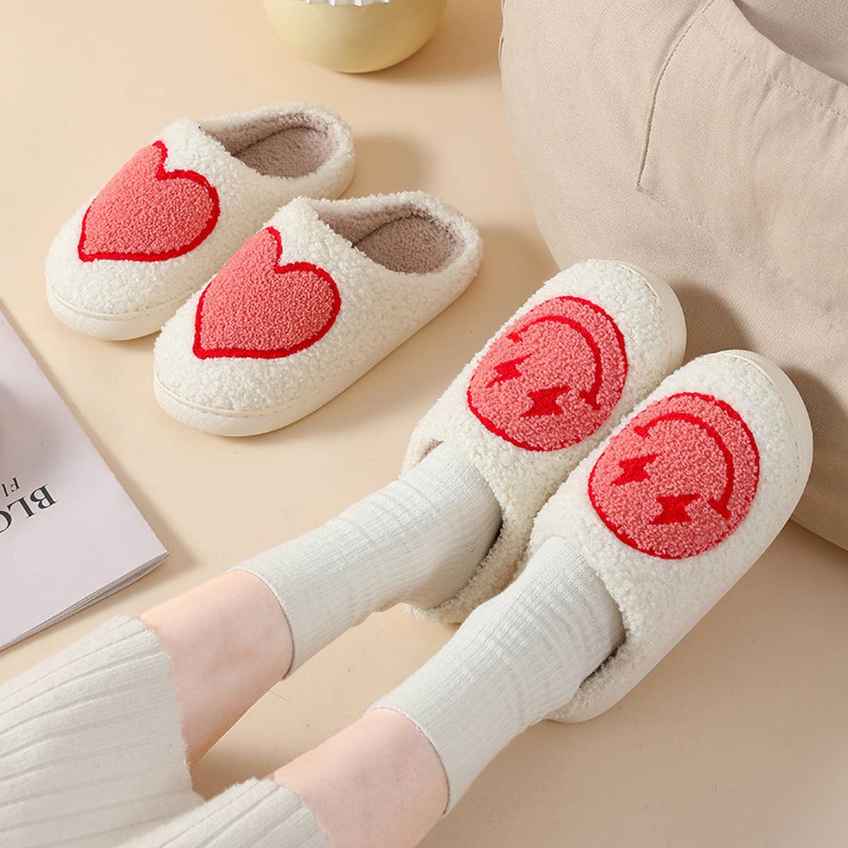 HOME LOVE PATTERN NON SLIP COTTON SLIPPERS_CWSHS0276