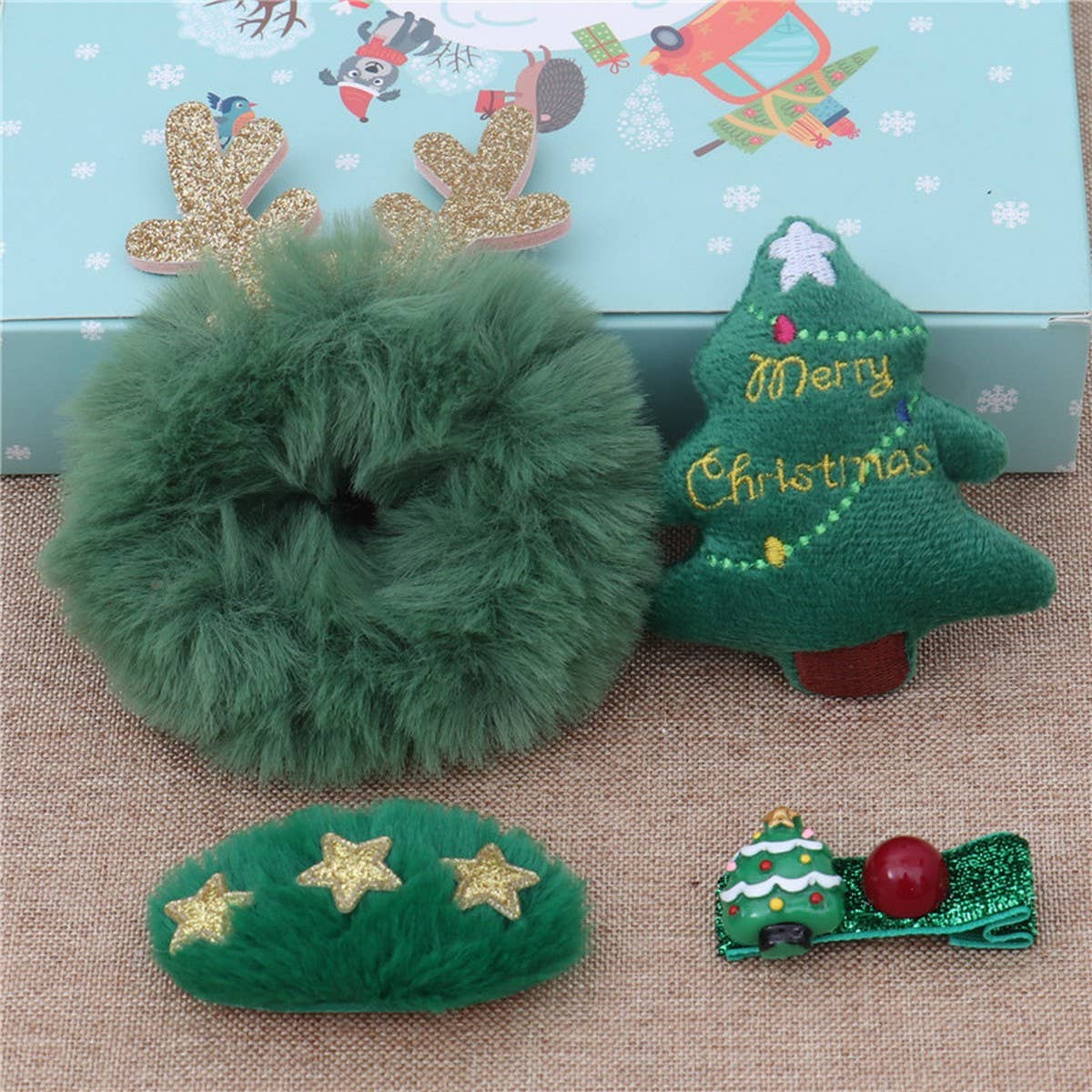 CREATIVE OLD MAN ELK CHRISTMAS TREE HAIR CLIP SET_CWAHA2744
