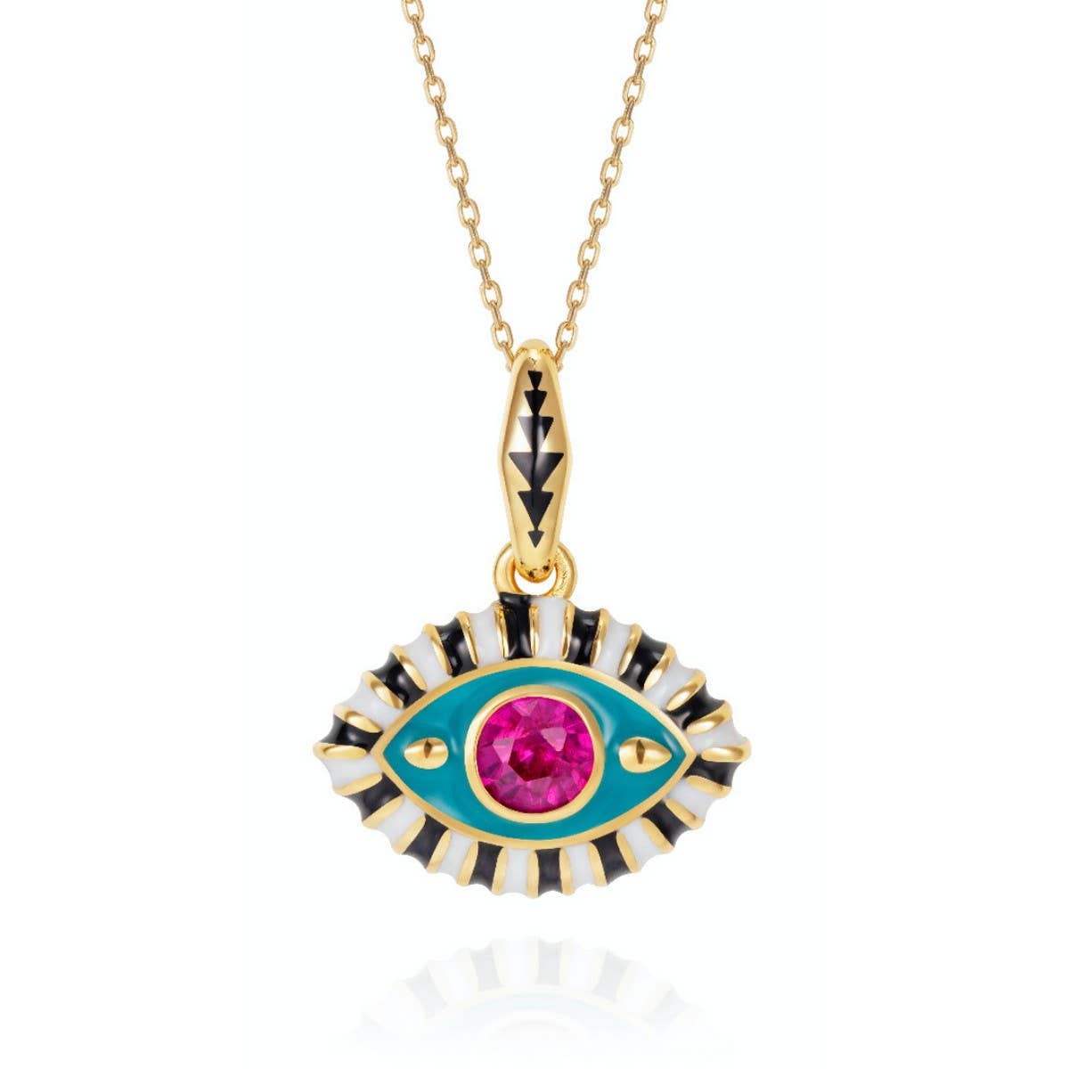 COLORFUL EVIL EYE PENDANT NECKLACE_CWMM5592