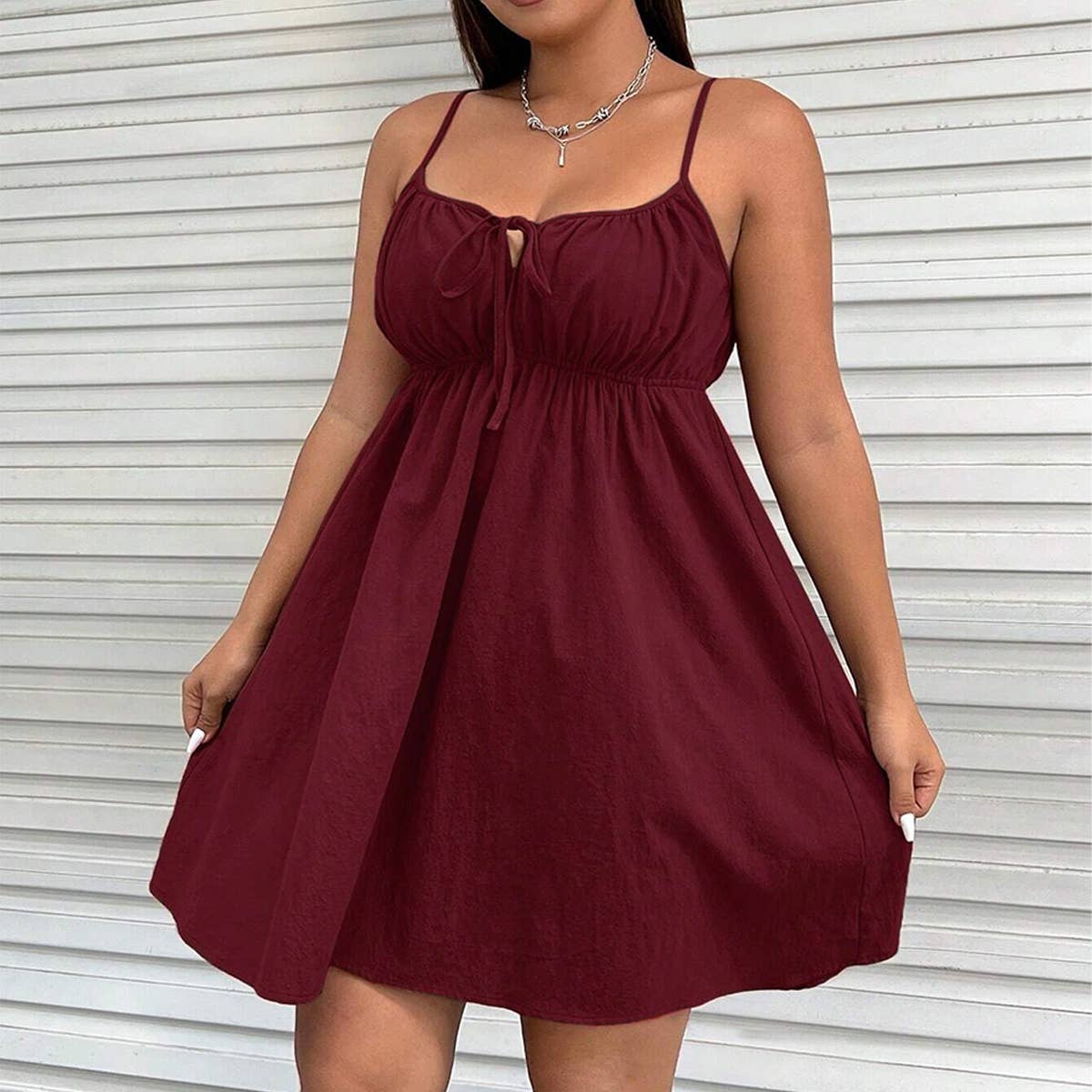 SLEEVELESS MINI DRESS WAIST SLIM STRAPPY FIT_CWDHL1043