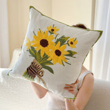 Tulip Embroidered Cute Pillow Cover For Bed Sofa_Cwmm7704