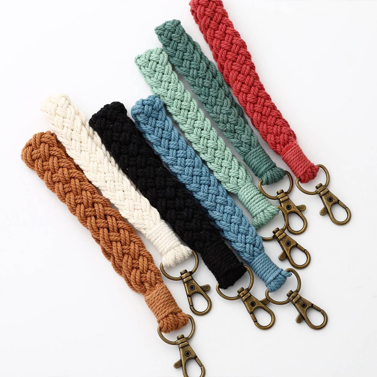 BOHO HANDMADE WOVEN STRIPE KEYCHAIN WRIST STRAP_CWAB5015