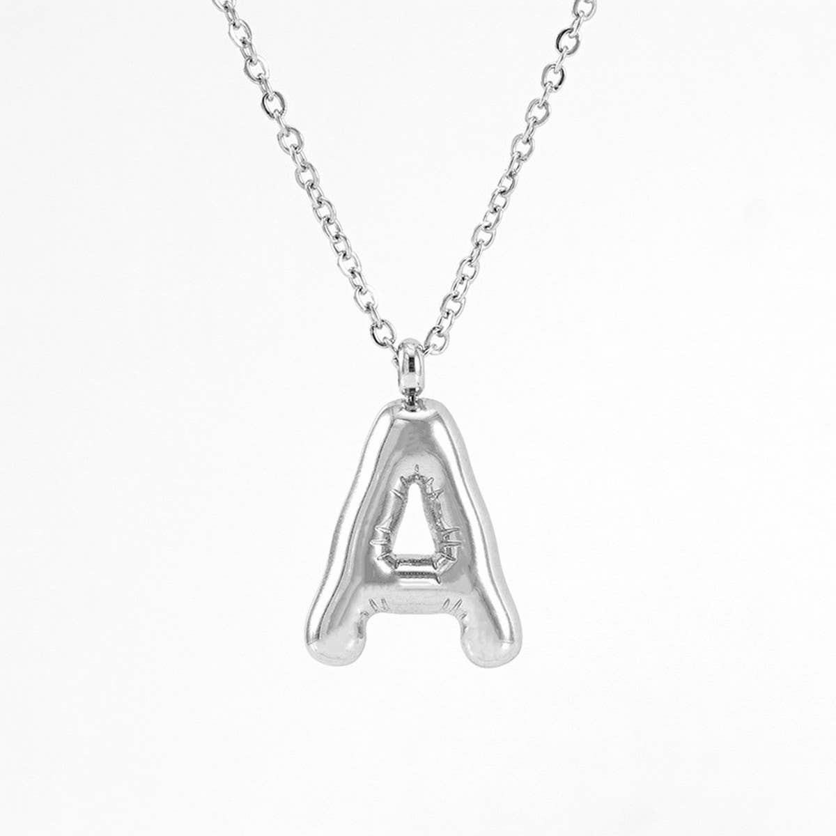 Cwaje1946_Steel Color Bubble Letter Necklace