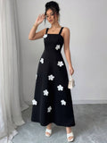 Stereoscopic Flowers Elegant Suspender Dress