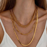 18K GOLD PLATED MULTI LAYER OVAL GOLD BEAD NECKLACE_CWMM3633