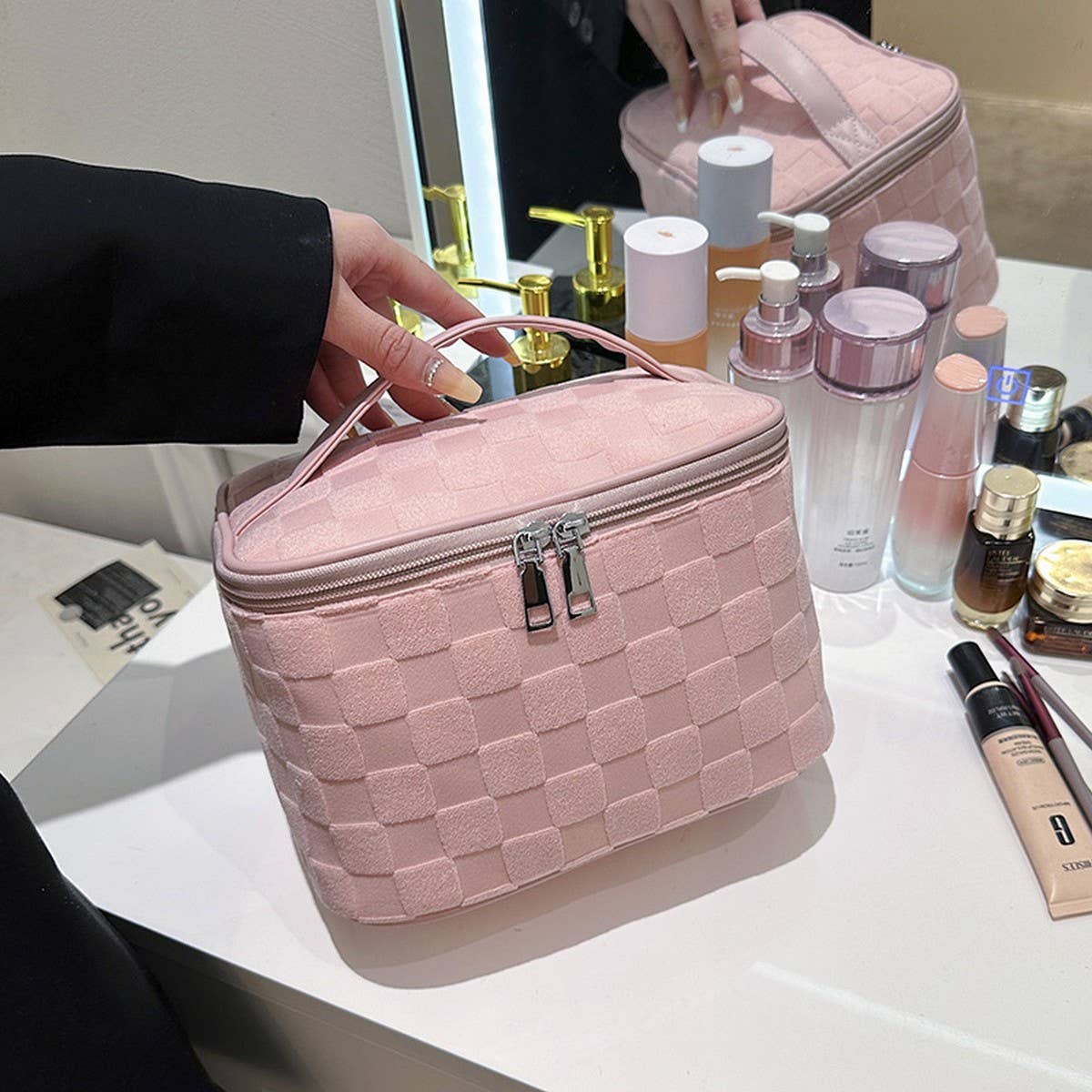 NEW LATTICE HIGH END LARGE CAPACITY COSMETIC BAG_CWAB4407